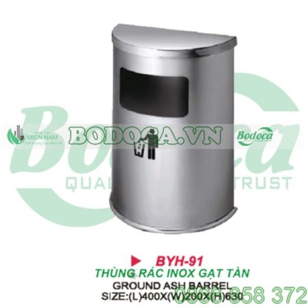 Thùng rác inox hình bán nguyệt