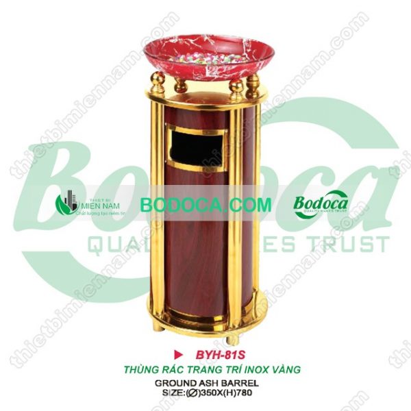 Thùng rác bằng gỗ có khay gạt tàn