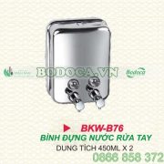 Bình đựng xà phòng rửa tay có vòi inox trắng BKW-B76