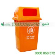 Thùng rác nhựa 90L nắp hở màu cam nhập khẩu