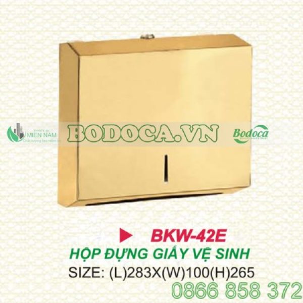Hộp đựng giấy vệ sinh inox vàng chữ nhật BKW-42E